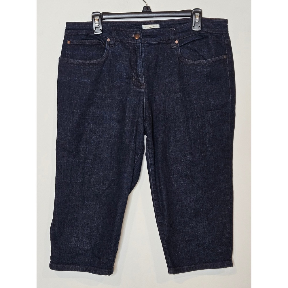 Eileen Fisher Denim Cropped Pants Womens Size L Dark Wash‎ Casual